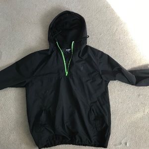 Large playboy windbreaker.